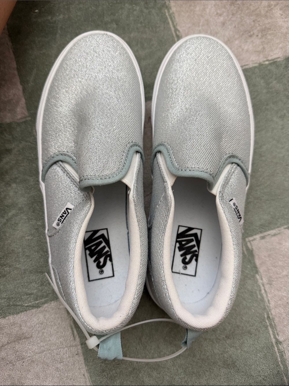 Vans Kids Silver Glitter Slip On Sneakers
